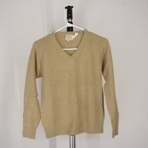 Woodward's Vintage Wool Angora Blend V-neck Caramel Colour Knit Sweater  Sz M